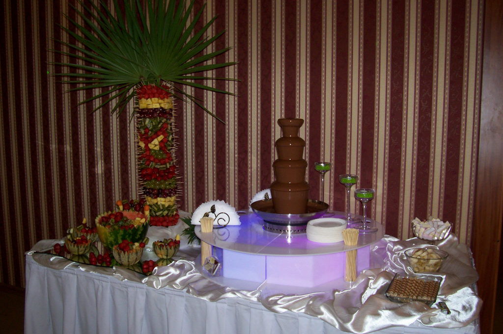 Fontanna czekoladowa, palma i bufecik owocowy - Leśna Przystań w Mikorzynie