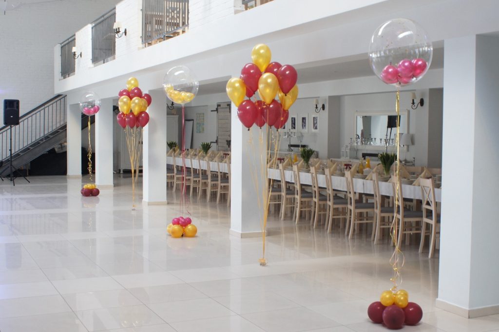 balonowy wystrój sal, balony z helem na 18-stkę, wesele, jubileusz, roczek Koło, Konin, Turek, Kłodawa