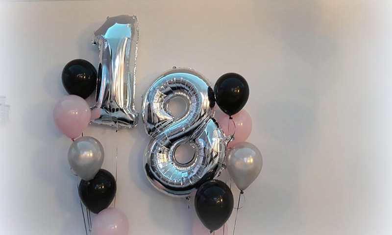 cyfry balonowe 18, balony cyfry z helem, dekoracje balonowe na 18skę