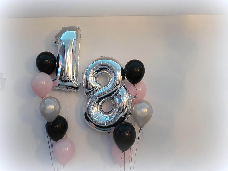cyfry balonowe 18, balony cyfry z helem, dekoracje balonowe na 18skę