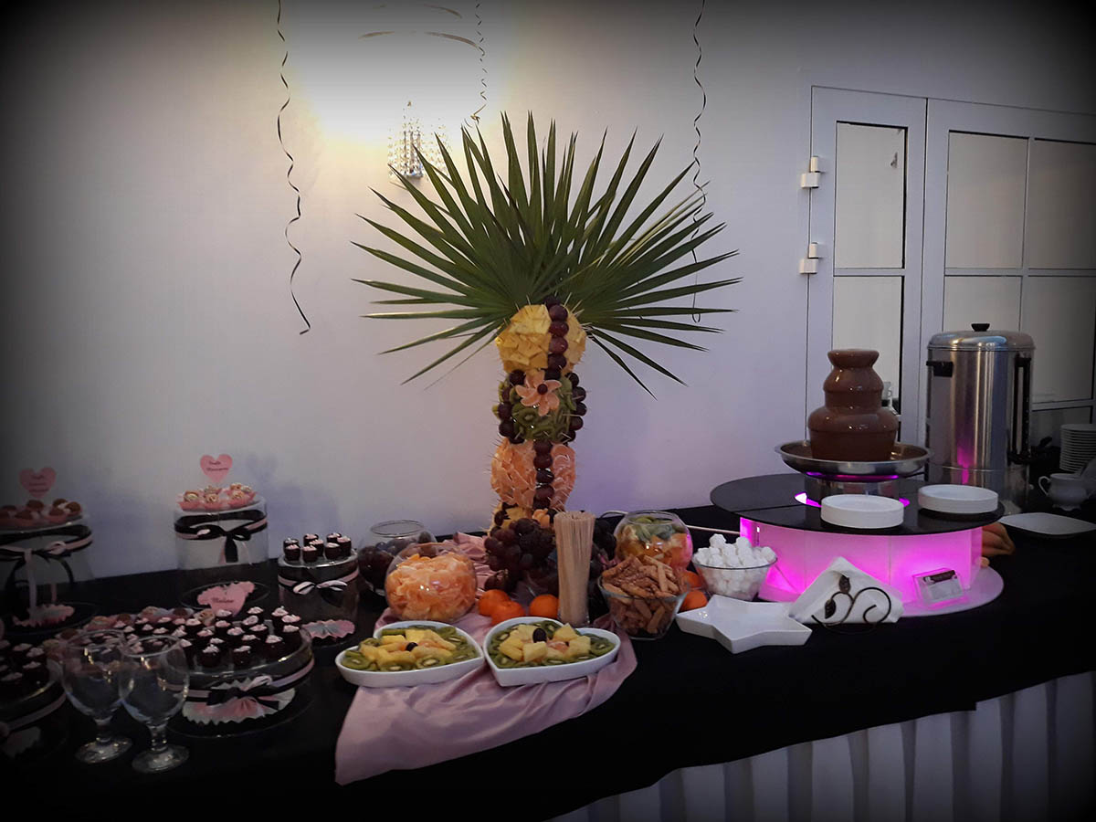 fontanna czekoladowa, palma owocowa, słodki stół, candy-bar, fontanna alkoholowa