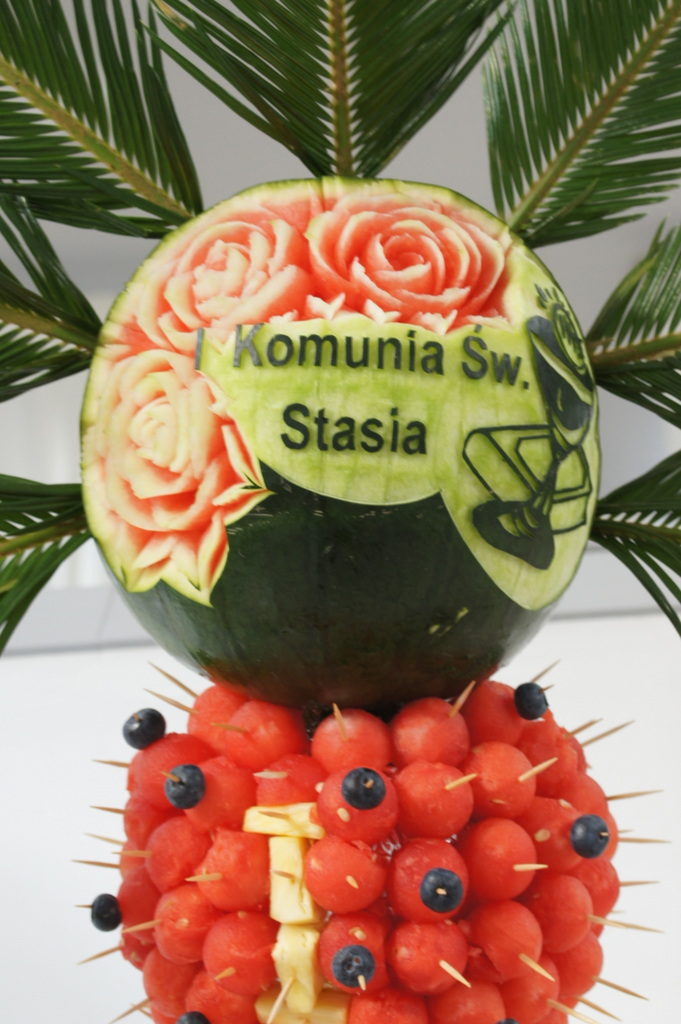 palma owocowa, dekoracje owocowe, fruit carving, fotanna czekoladowa Biały Fortepian Koło
