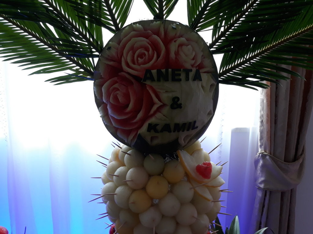 palma owocowa, fruit carving, stół z owocami, fruit bar Zajazd Europejski