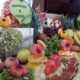 fruit carving, dekoracje owocowe, stół owocowy, fontanna czekoladowa, palma owocowa, fruit bar Kalinka Przymiarki, Konin, Turek, Poz