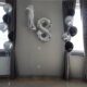dekoracja balonowa, balony z helem, balony na 18, balony na 18 urodziny, cyfra 18